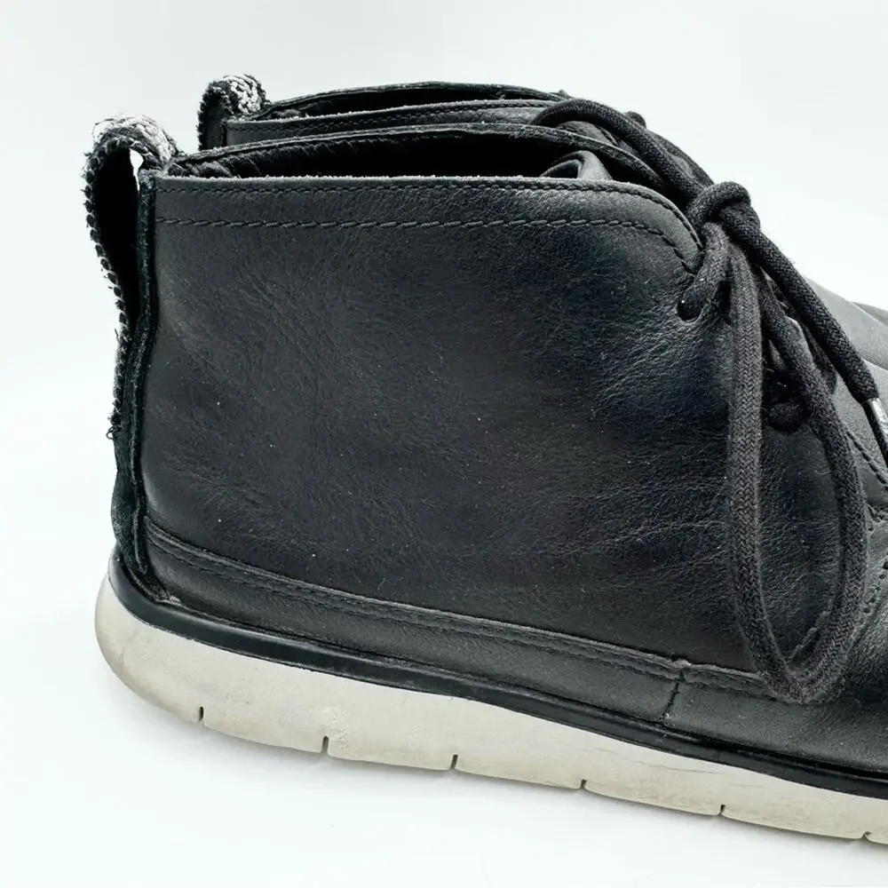 UGG Men's Freamon Grain Leather Lace Up Desert Boots Black 9.5 Business Casual